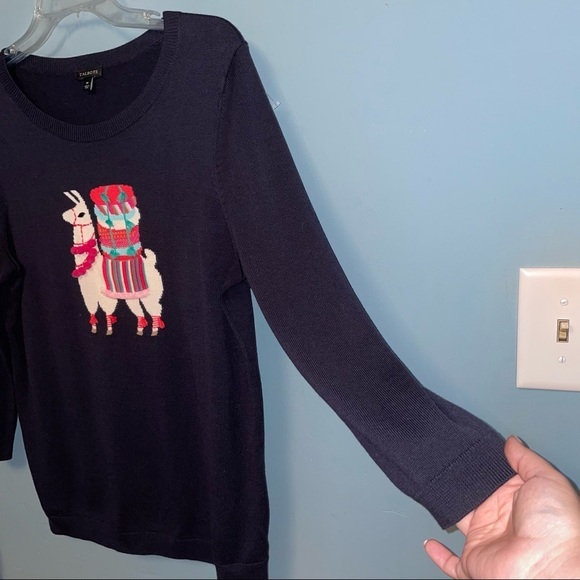 Talbots Llama Crew Neck Sweater with Pom Pom Details Size Medium - Picture 4 of 6